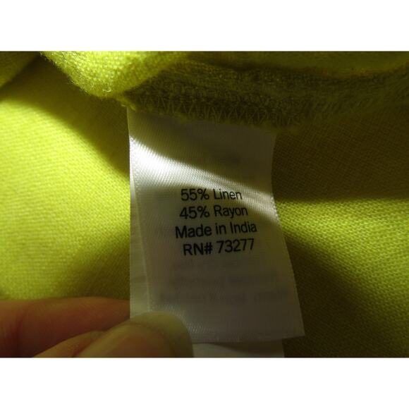 Croft & Barrow Linen Blend Pullover Blouse Lime Green Long Sleeve XXL Boho Tunic - Picture 4 of 6